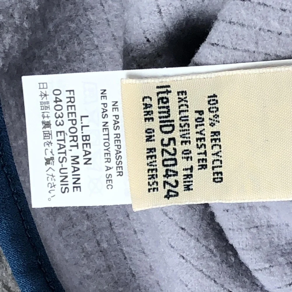 L.L. Bean Jacket Mens Medium Gray Fleece Full Zip Grid Check Hiking‎ Outdoor